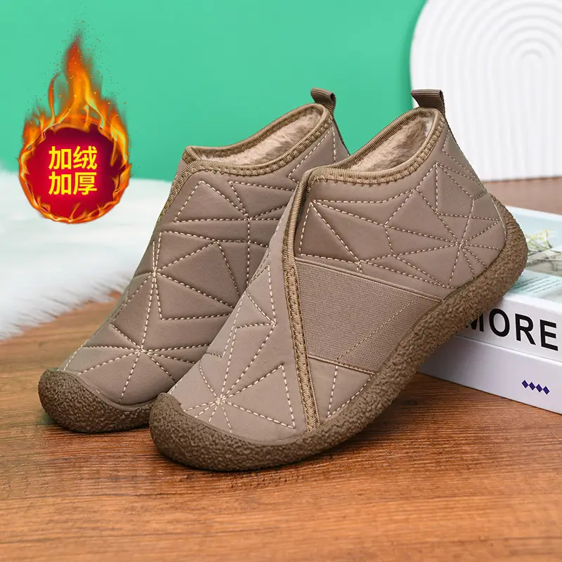 Women's Cotton Shoes 2025 Winter New Flat Boots with Plush Lining, Thickened Slip-On Fashion Casual Snow Boots, Women's Short Boots - Image 5