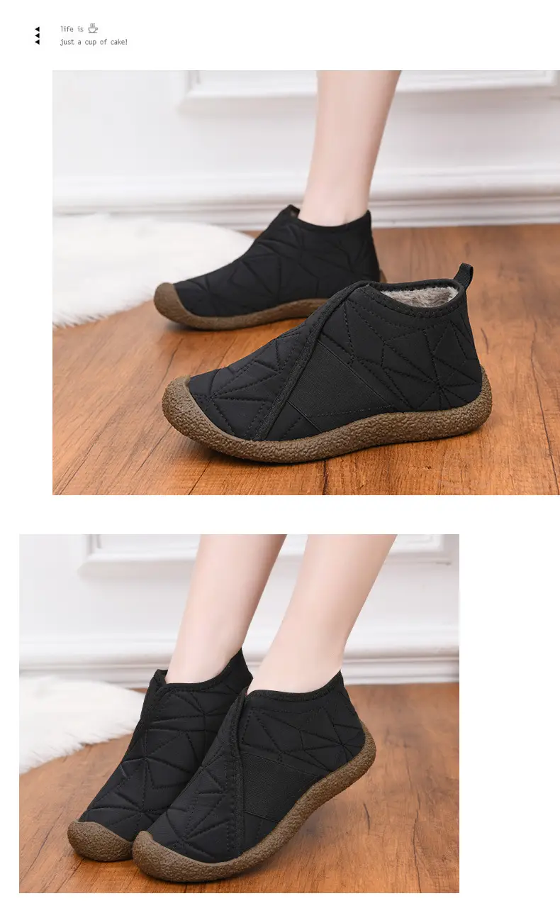Women's Cotton Shoes 2025 Winter New Flat Boots with Plush Lining, Thickened Slip-On Fashion Casual Snow Boots, Women's Short Boots — feature 14