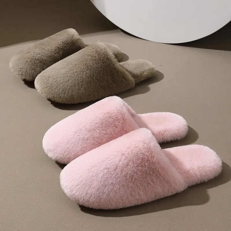 Home Furry Slippers for Women Winter Plush Warm Anti-Slip Indoor Household Men's Plus Velvet Cotton Slippers Men's Winter Wholesale - Image 5