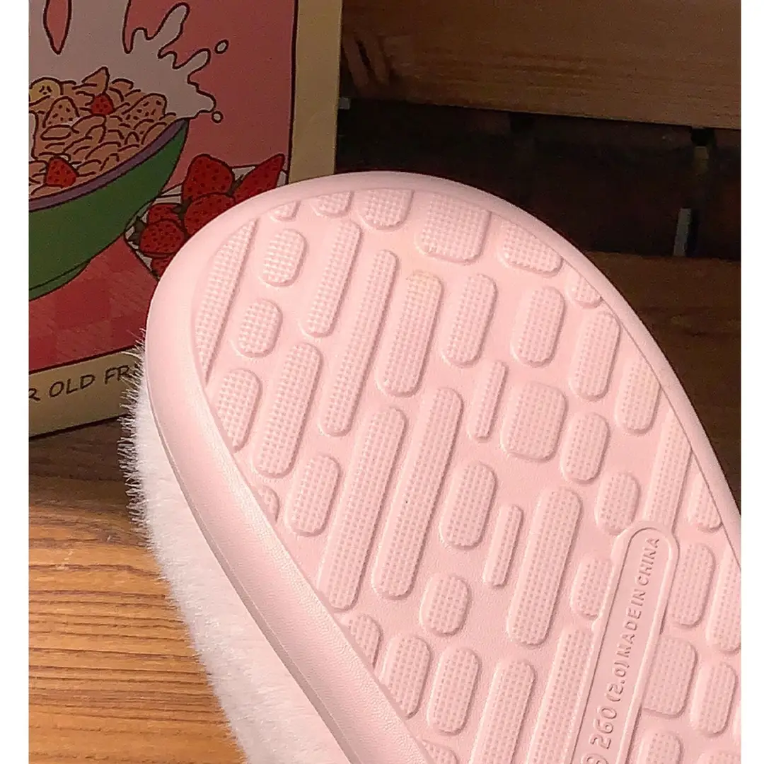 Cute Apple Plush Cotton Slippers for Women, Autumn and Winter Indoor Home Warm Couple Thick-Soled Maternity Cotton Slippers for Outdoor Wear — feature 10