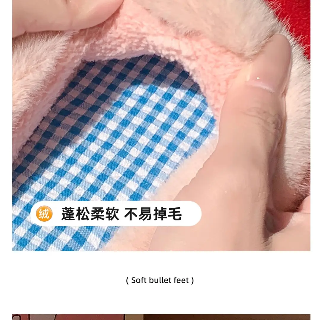Cute Apple Plush Cotton Slippers for Women, Autumn and Winter Indoor Home Warm Couple Thick-Soled Maternity Cotton Slippers for Outdoor Wear — feature 9