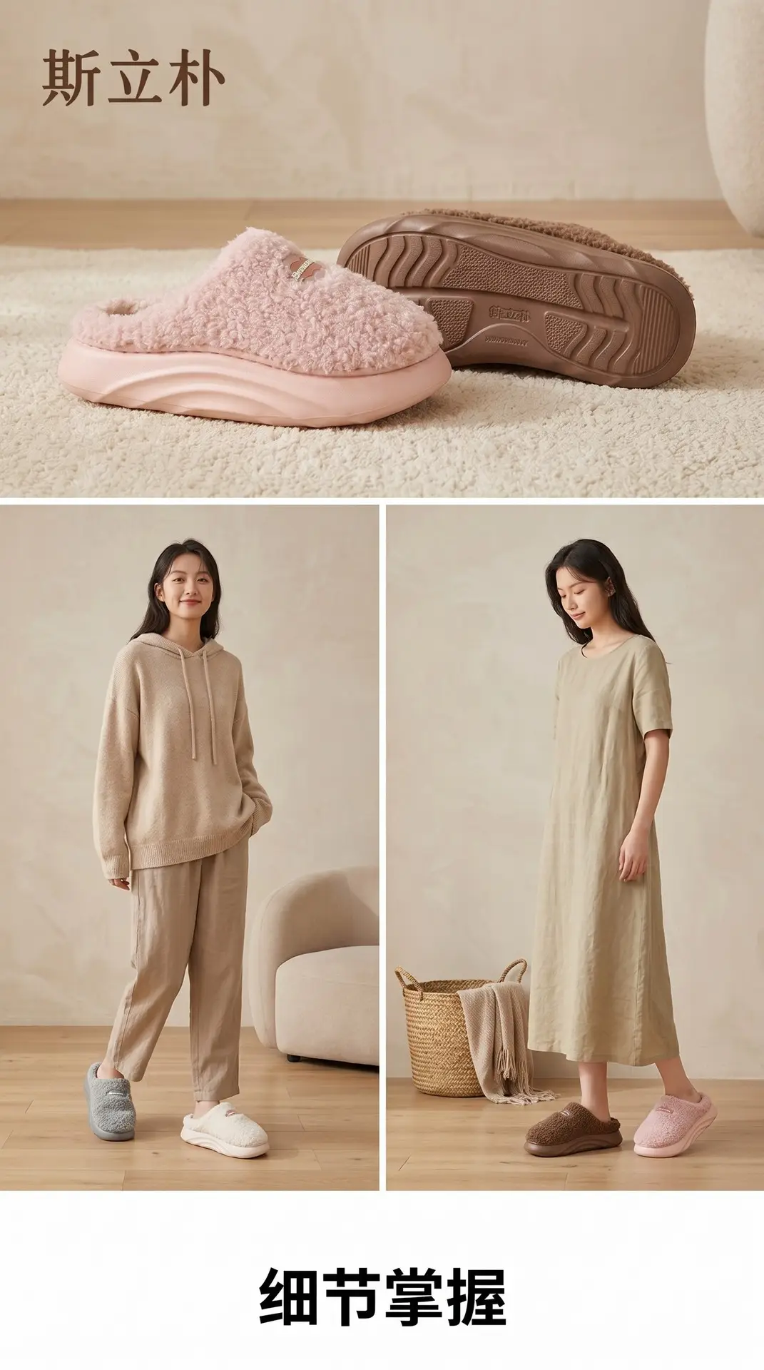 Cotton Slippers for Women 2025 New Autumn and Winter Indoor Home Non-Slip Silent Plush Warm Home Furry Slippers for Women — feature 15