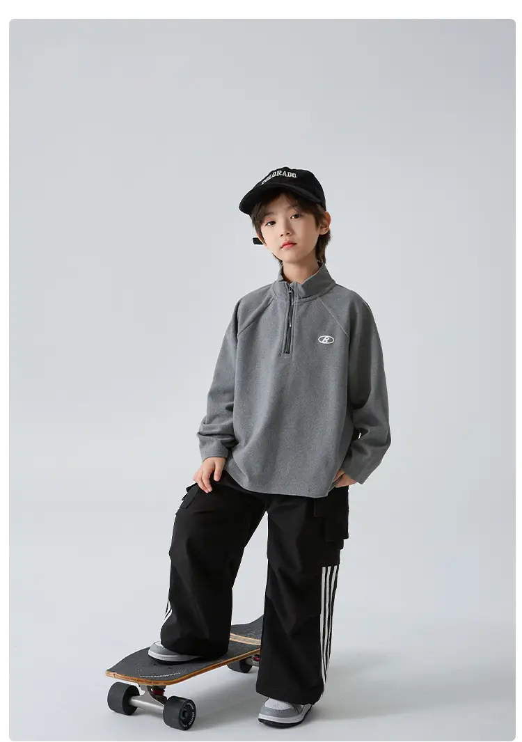 Haima Boys Half-Zip T-Shirt Grey 2025 — feature 12