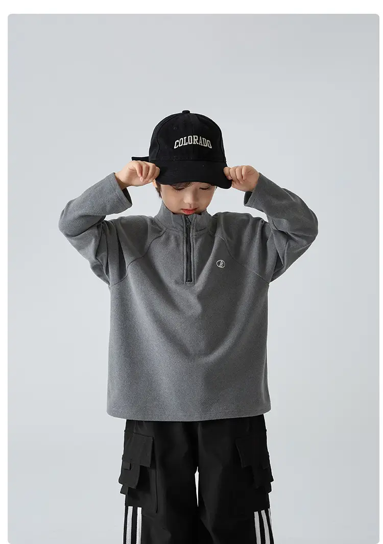 Haima Boys Half-Zip T-Shirt Grey 2025 — feature 13