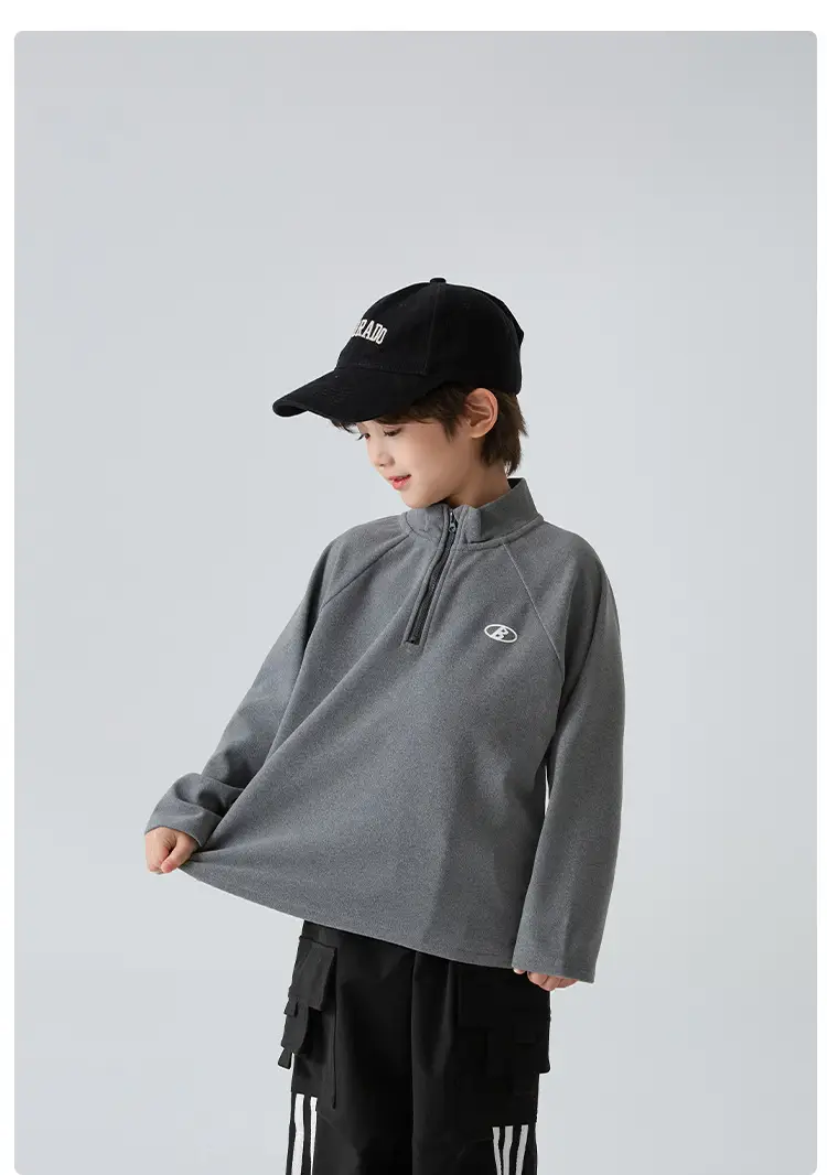 Haima Boys Half-Zip T-Shirt Grey 2025 — feature 15