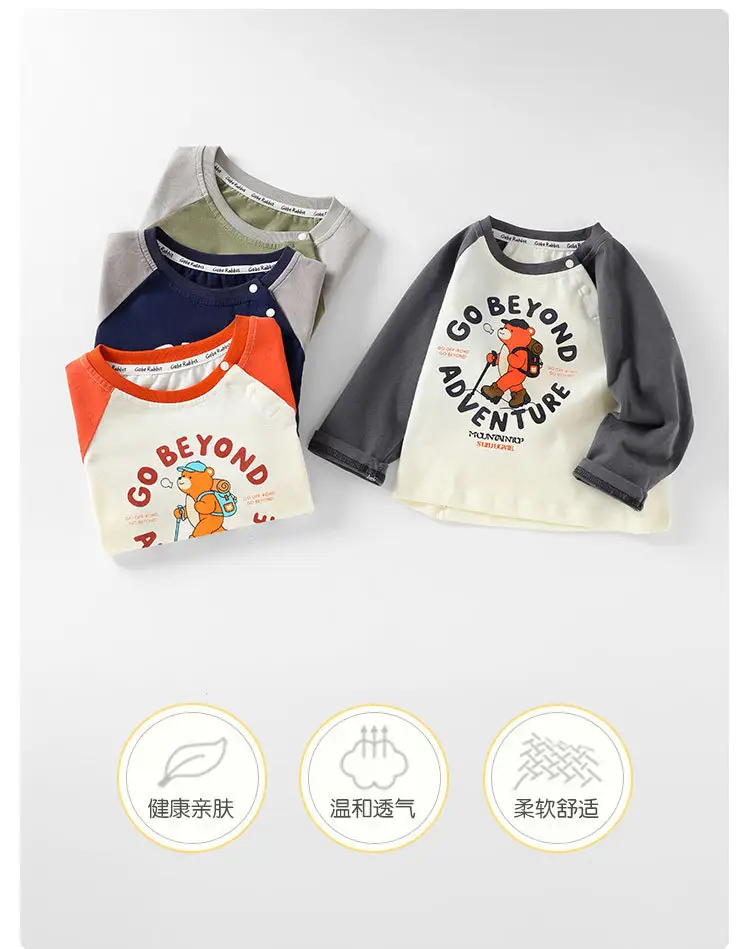 New Kidsren's Baby Bottoming Shirt Boys Pure Cotton Printed Long-Sleeved T-Shirt Spring Clothing Spring & Fall Trendyy Tops Autumn — feature 1