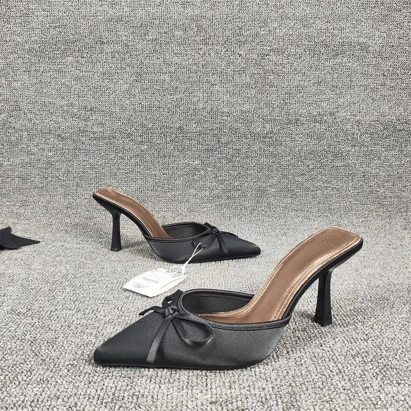 2025 Bowknot Peep Toe Stiletto Heel Slippers Women — feature 3