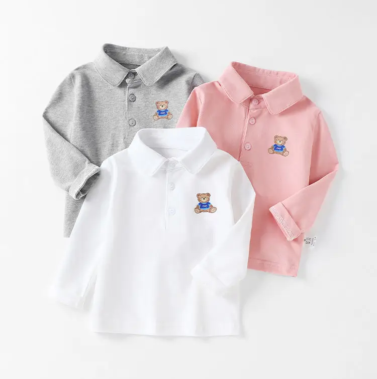 Baby Long Sleeve T-Shirt Grey with Bear Embroidery — feature 4