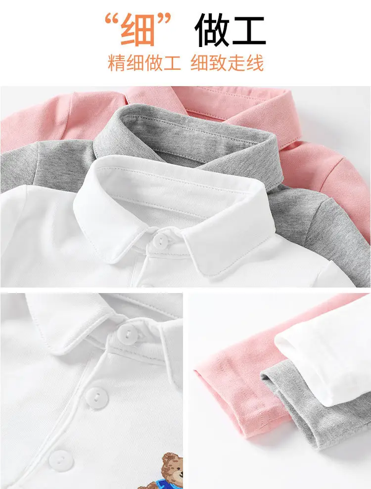 Baby Long Sleeve T-Shirt Grey with Bear Embroidery — feature 6