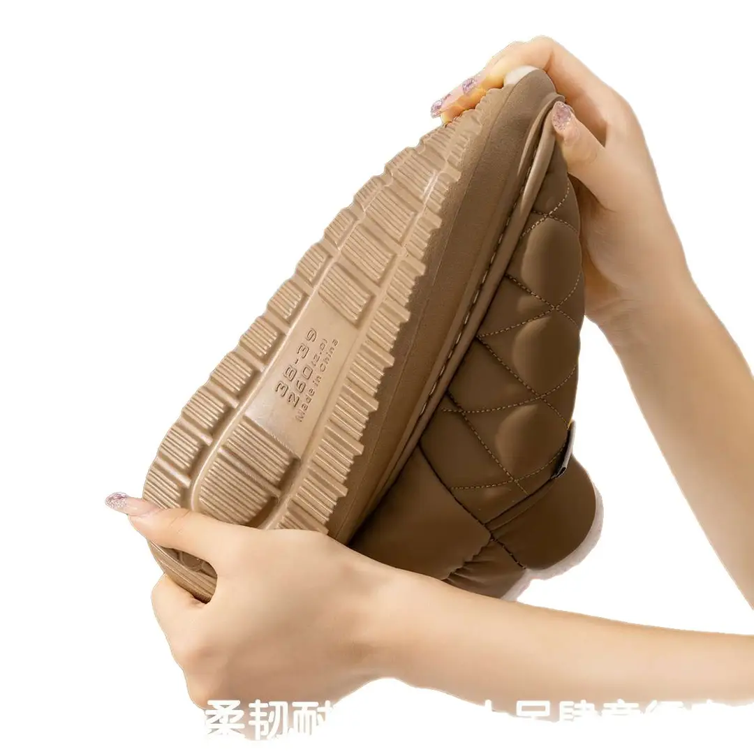 Waterproof Snow Boots for Women, New Winter Outer Wear, Non-Slip, Fleece-Lined, Increased Warmth, Fashionable Thick-Soled Bag-Heeled Cotton Slippers