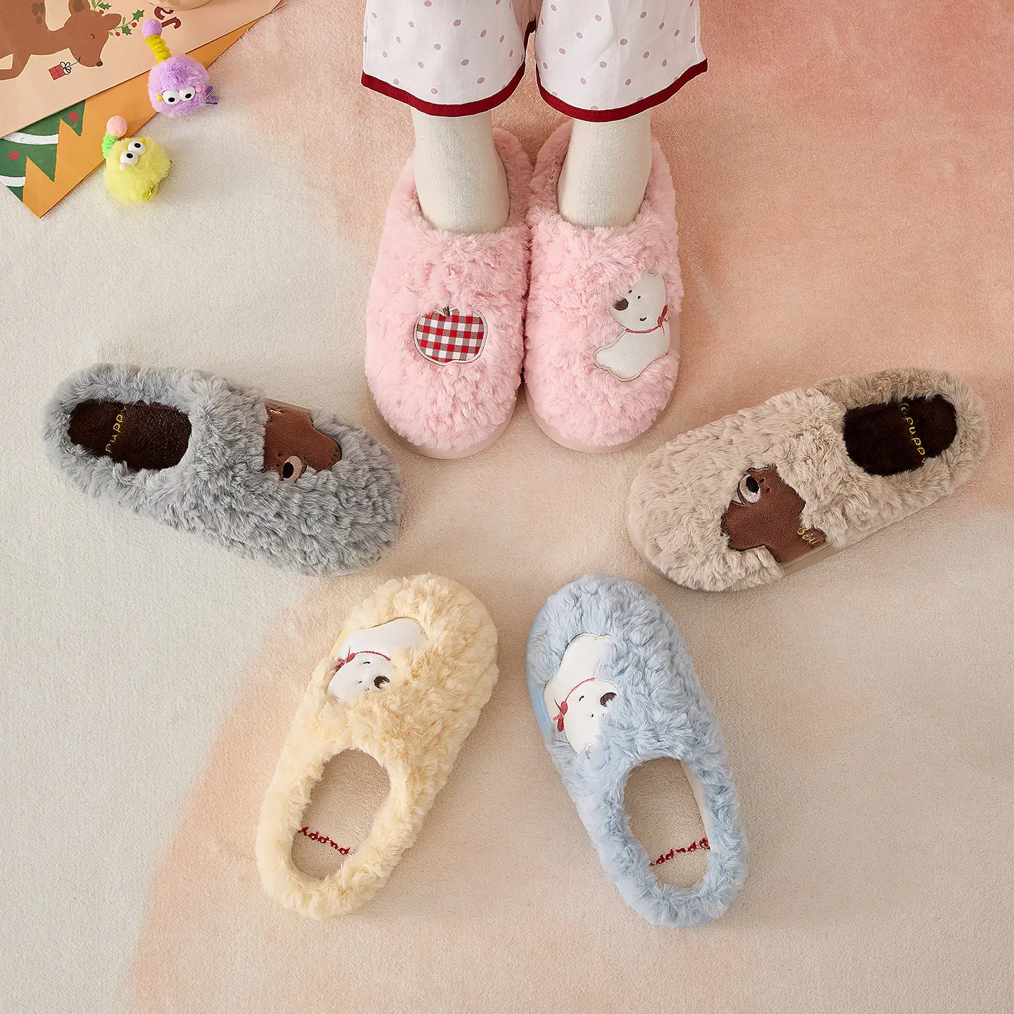 Winter Cotton Slippers for Women, Cute Heart Design, Warm & Thick - Image 7