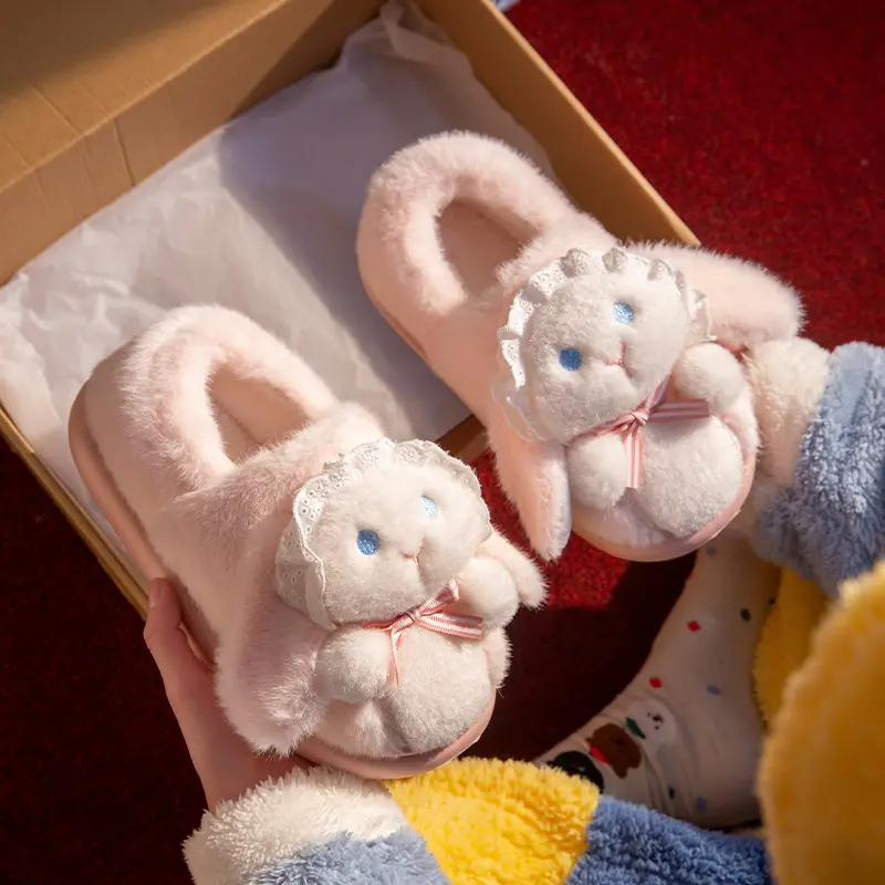 Covered Heel Cotton Slippers for Women in Autumn and Winter 2024 New Couples Outer Wear Home Use Fleece-Lined Warm Lolita Cotton Shoes for Men - Image 6