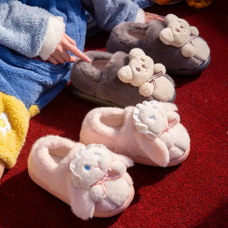 Covered Heel Cotton Slippers for Women in Autumn and Winter 2024 New Couples Outer Wear Home Use Fleece-Lined Warm Lolita Cotton Shoes for Men - Image 7