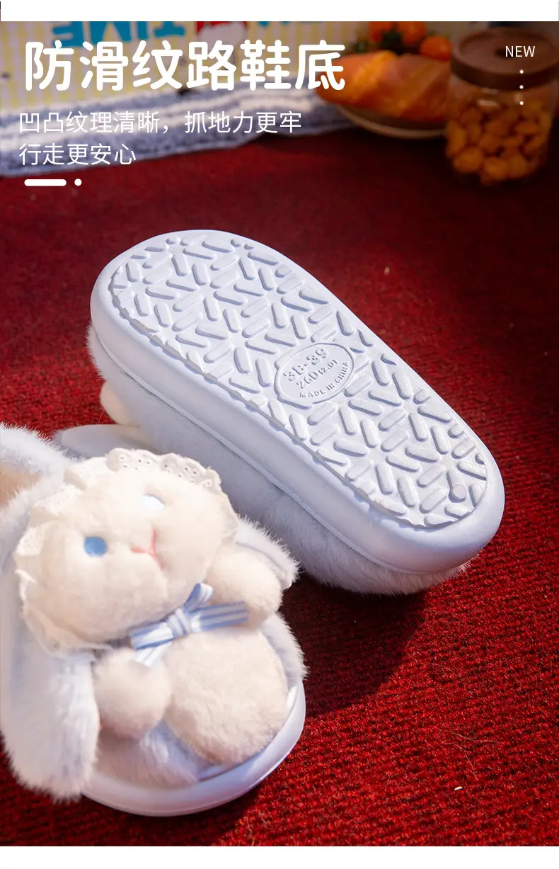 Covered Heel Cotton Slippers for Women in Autumn and Winter 2024 New Couples Outer Wear Home Use Fleece-Lined Warm Lolita Cotton Shoes for Men — feature 4