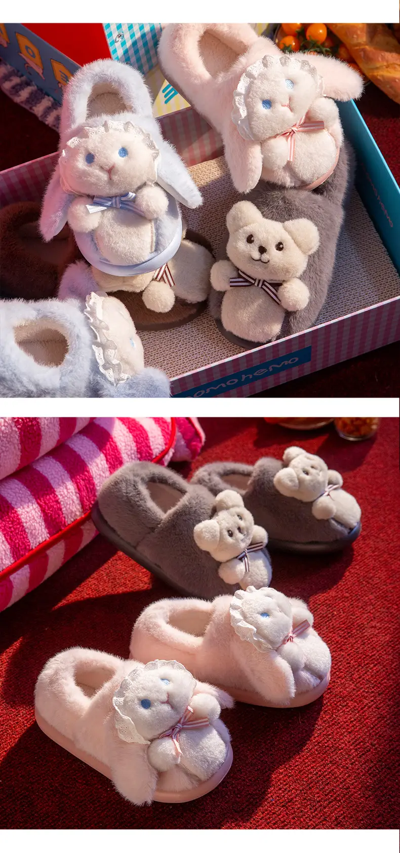 Covered Heel Cotton Slippers for Women in Autumn and Winter 2024 New Couples Outer Wear Home Use Fleece-Lined Warm Lolita Cotton Shoes for Men — feature 5