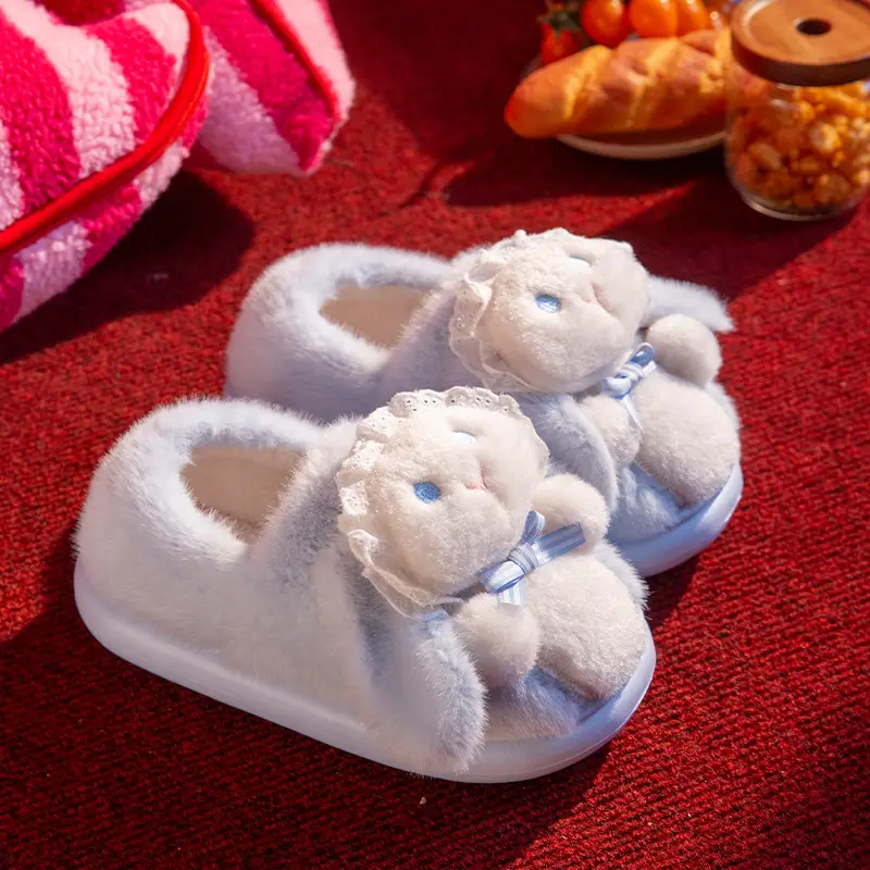 Covered Heel Cotton Slippers for Women in Autumn and Winter 2024 New Couples Outer Wear Home Use Fleece-Lined Warm Lolita Cotton Shoes for Men - Image 4
