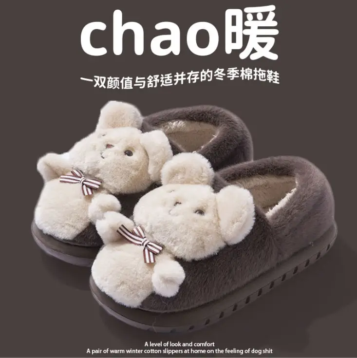 Covered Heel Cotton Slippers for Women in Autumn and Winter 2024 New Couples Outer Wear Home Use Fleece-Lined Warm Lolita Cotton Shoes for Men - Image 5