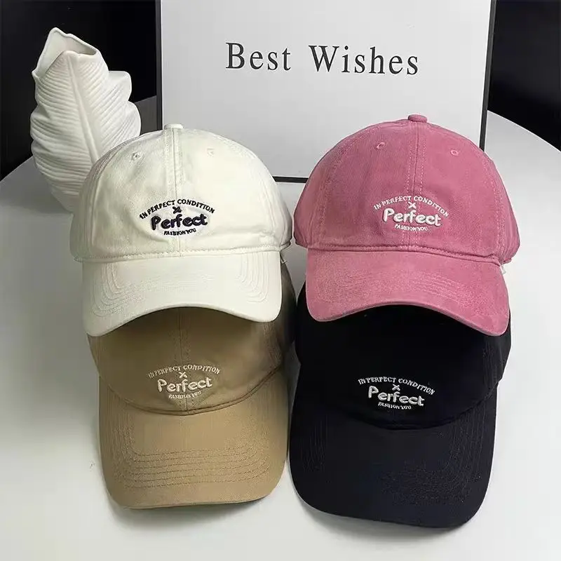 Women Embroidered Letter Cap Gray Duckbill Face Slim — feature 11