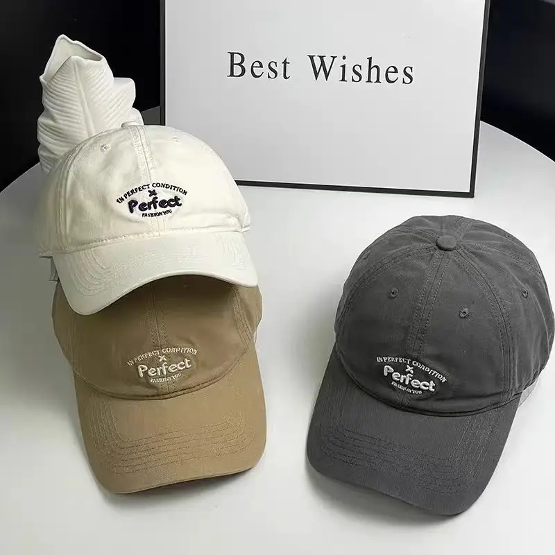 Women Embroidered Letter Cap Gray Duckbill Face Slim — feature 12