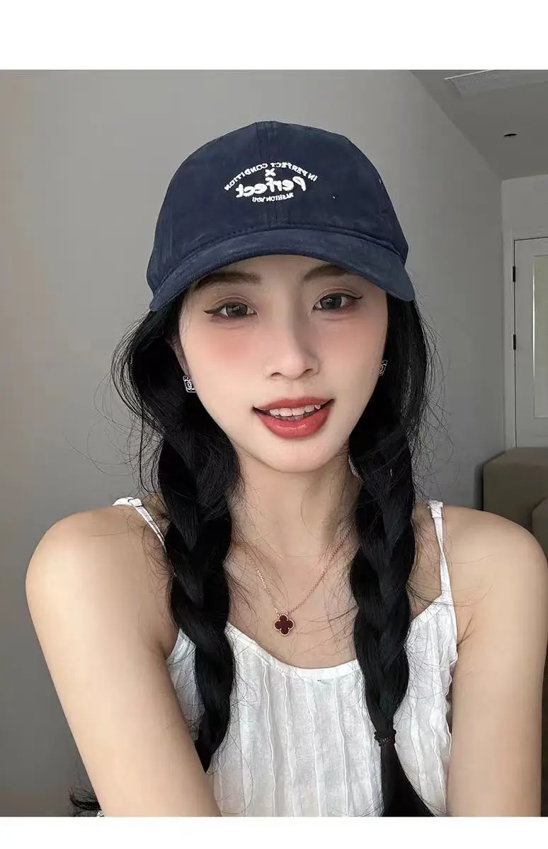 Women Embroidered Letter Cap Gray Duckbill Face Slim — feature 6