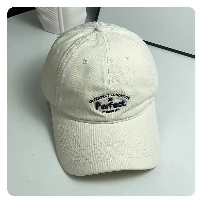 Women Embroidered Letter Cap Gray Duckbill Face Slim