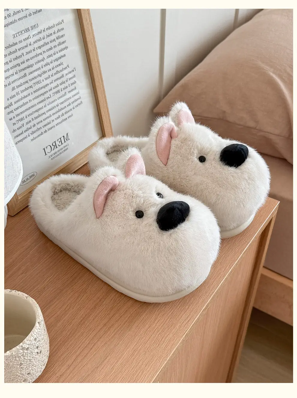 Cute Puppy Cotton Slippers for Women Winter Home Indoor Plush Warm Women's Home Soft Bottom Non-Slip Cotton Slippers Wholesale — feature 8