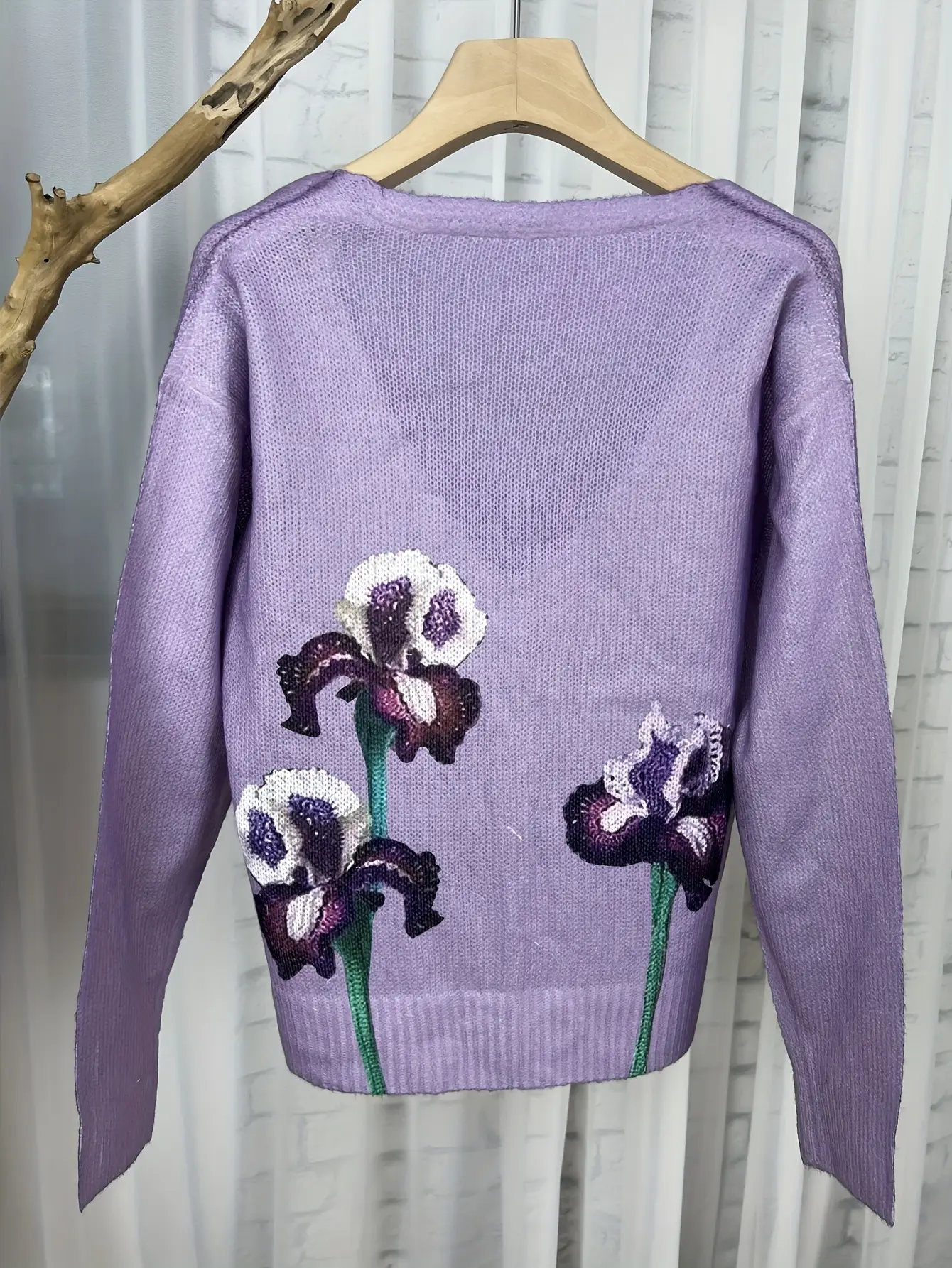 Ladies 3D Printed Iris Cardigan V Neck Sweater Autumn Winter - Image 5