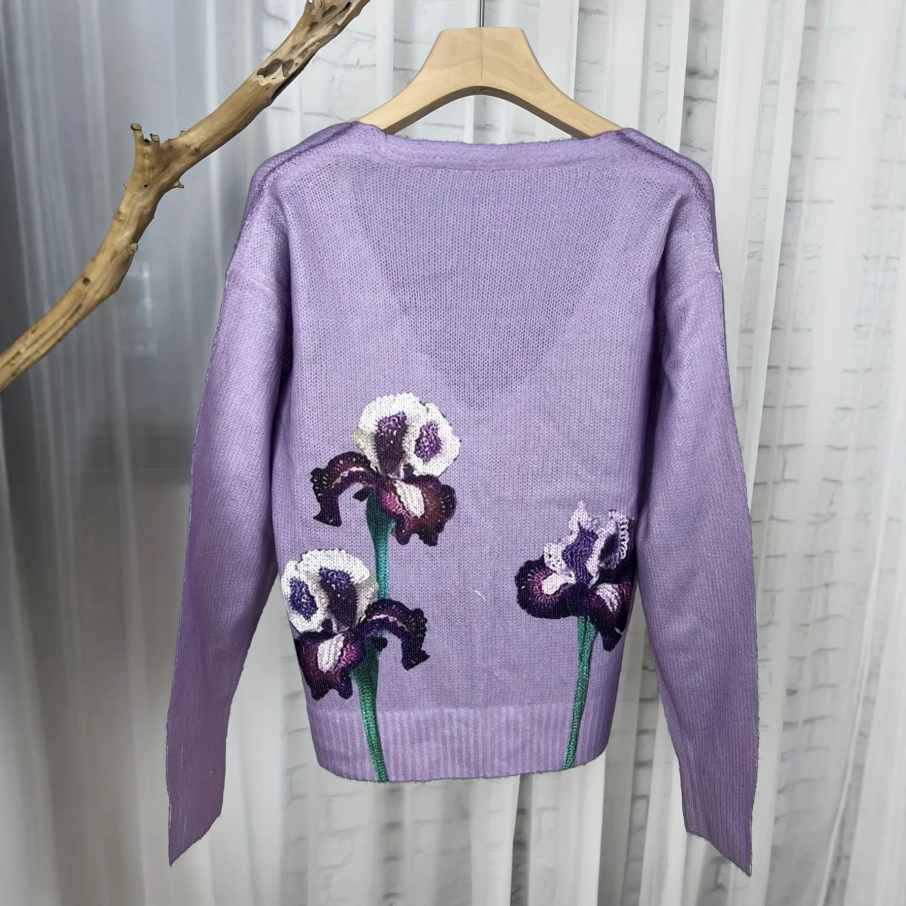 Ladies 3D Printed Iris Cardigan V Neck Sweater Autumn Winter — feature 4