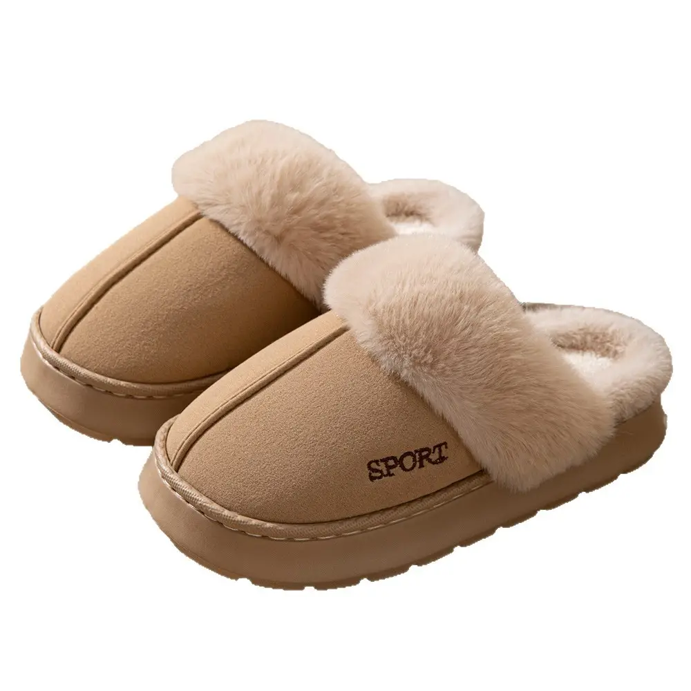 2025 New Slippers Fleece-Lined and Thickeneded Home Warm Thick-Soled Cotton Shoes Women's Non-Slip Indoor Winter Plush Cotton Slippers - Image 9