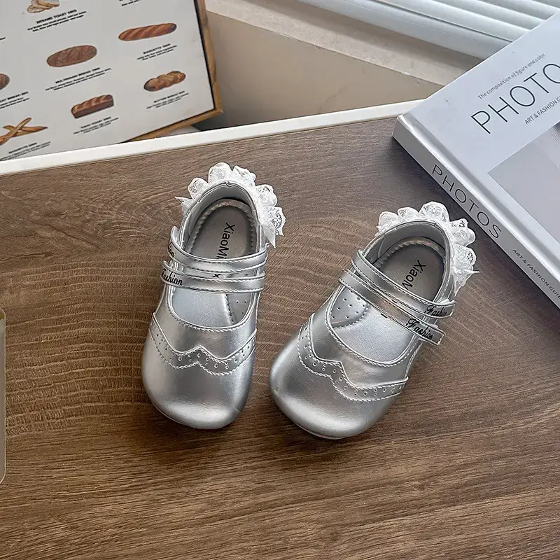 Girls Silver Rhinestone Flat Shoes 2025