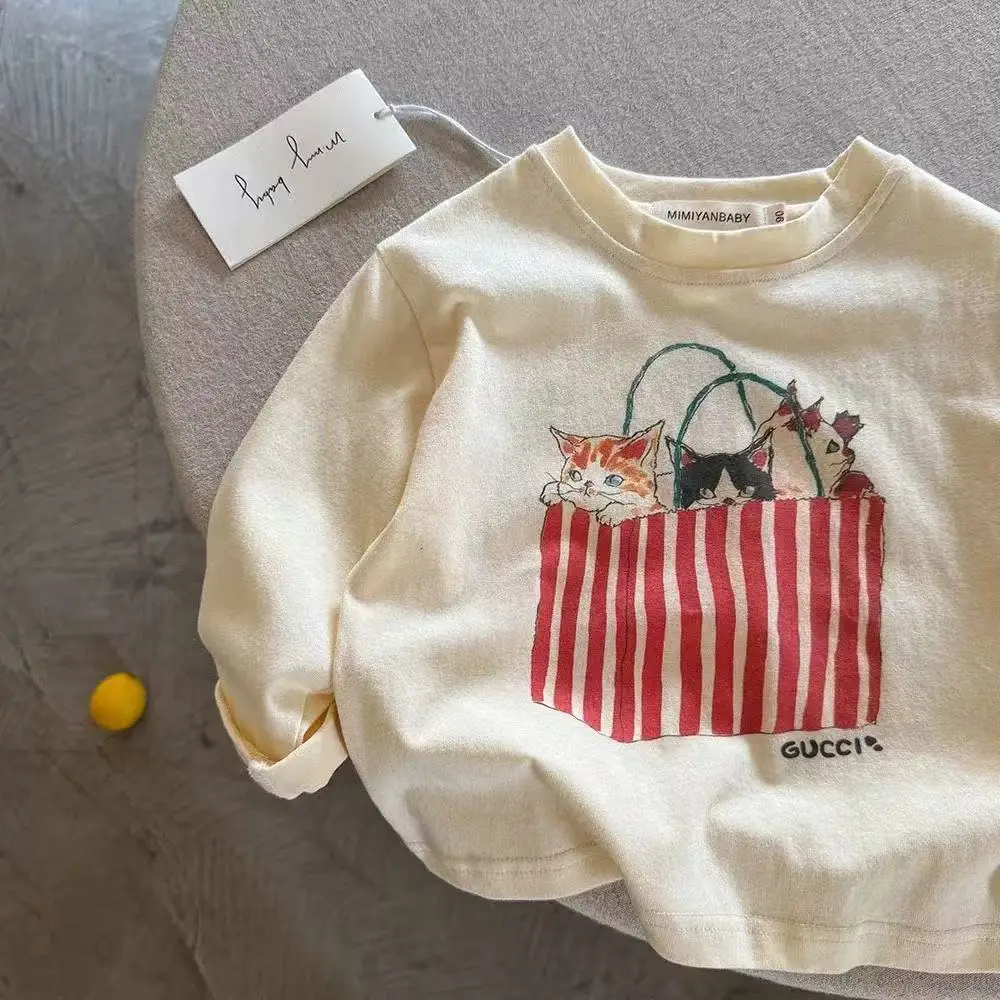 Girls Pure Cotton Cartoon T-Shirt New Spring Autumn Style