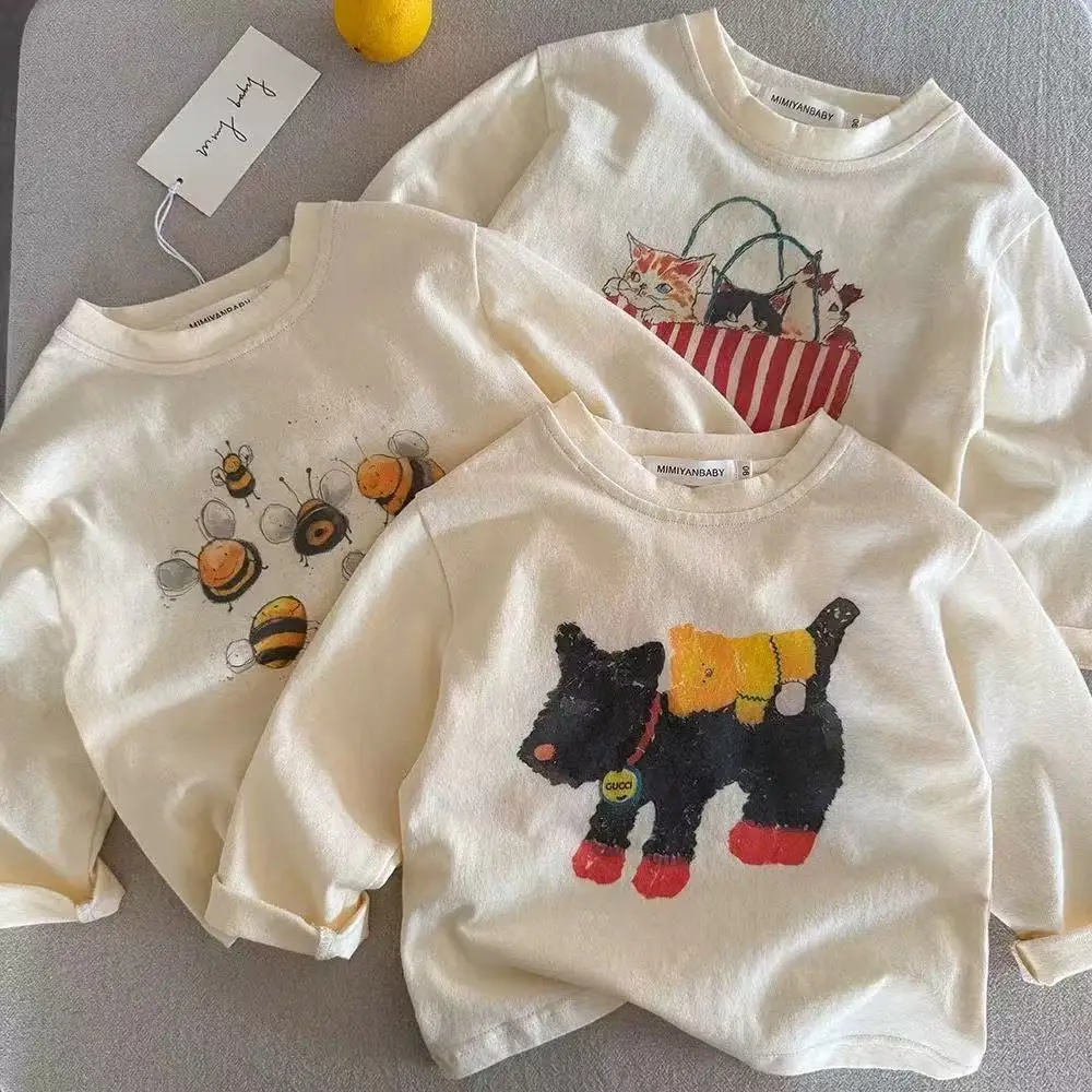 Girls Pure Cotton Cartoon T-Shirt New Spring Autumn Style — feature 1