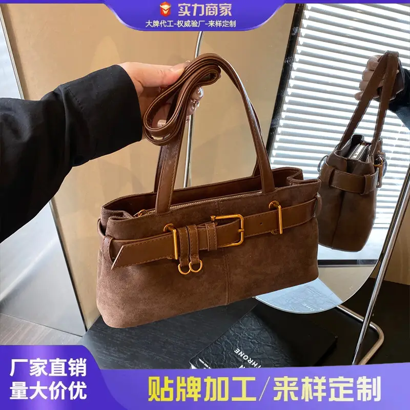 Women's Large Cap Leather Shoulder Bag Brown 2025 - Image 6
