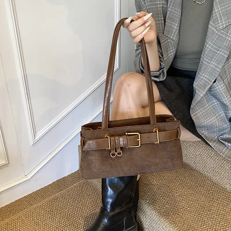 Women's Large Cap Leather Shoulder Bag Brown 2025 - Image 8