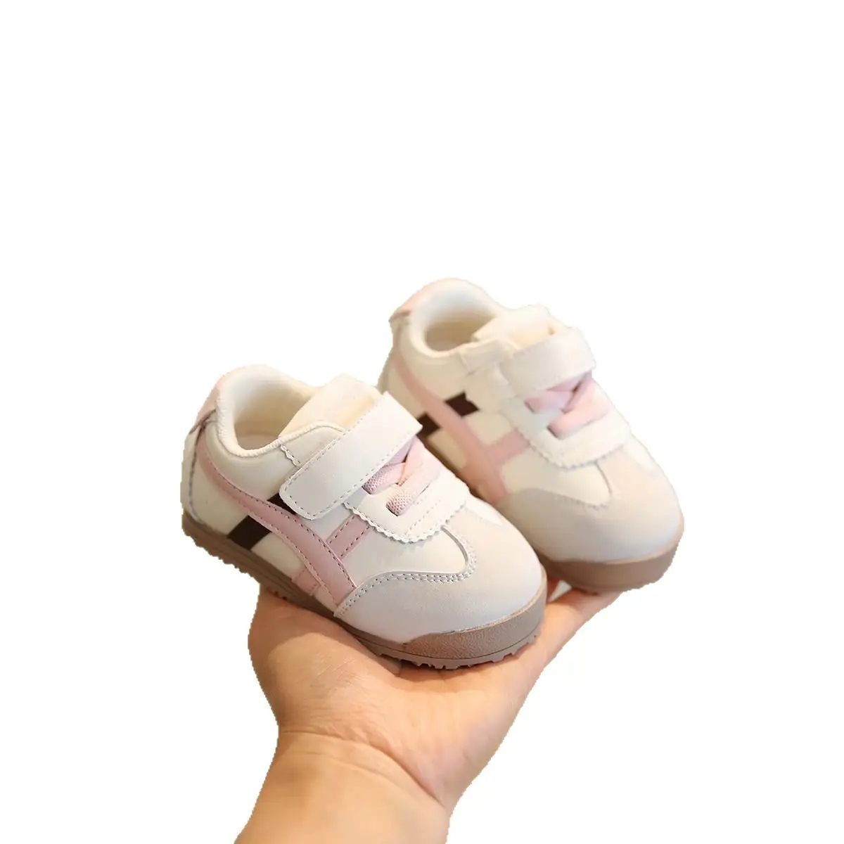 Baby Pink Velcro Walking Shoes for Girls