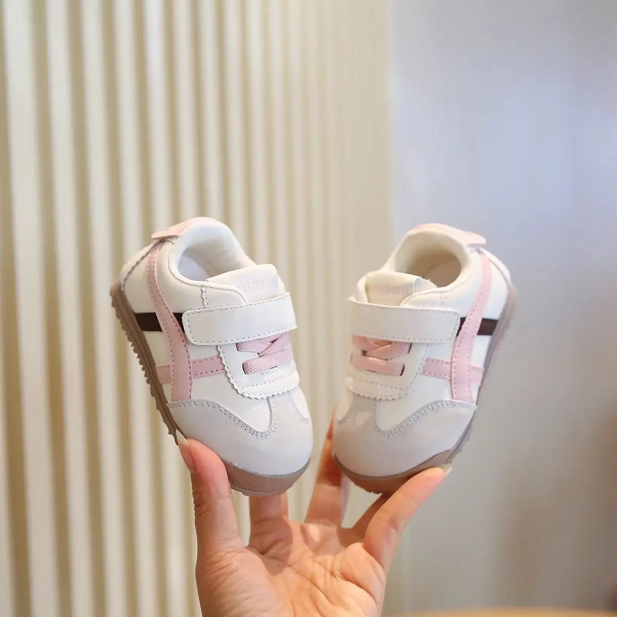 Baby Pink Velcro Walking Shoes for Girls — feature 1