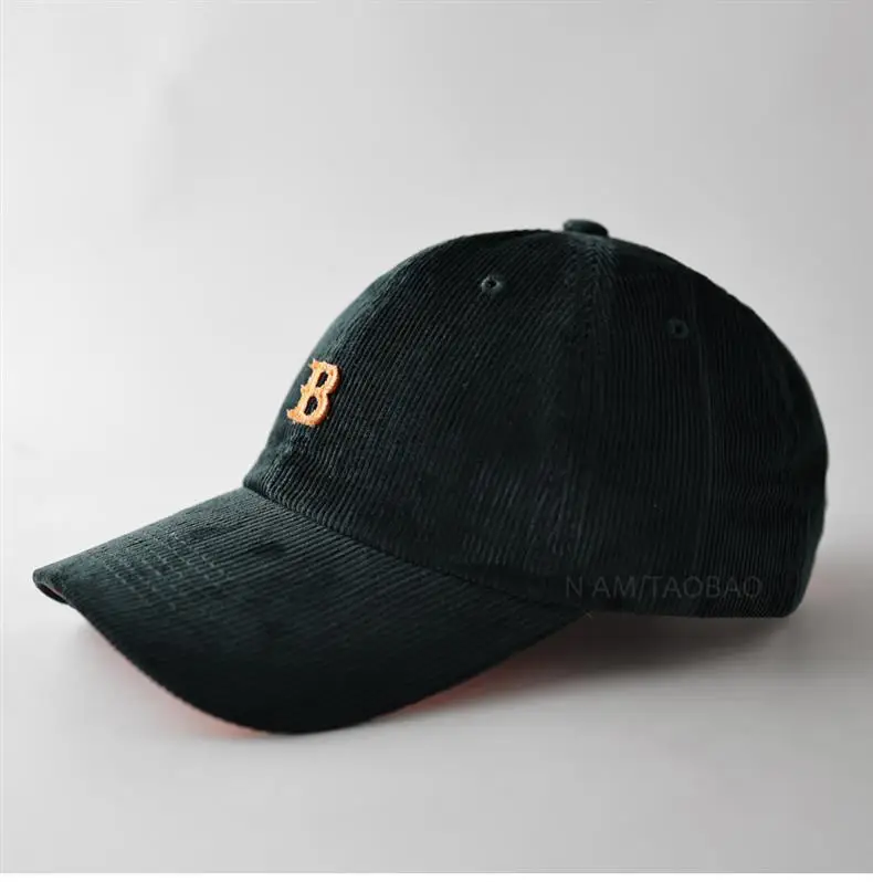 Men Winter Beige B Letter Cap Corduroy — feature 14