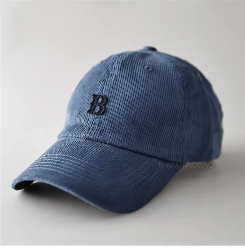 Men Winter Beige B Letter Cap Corduroy — feature 5