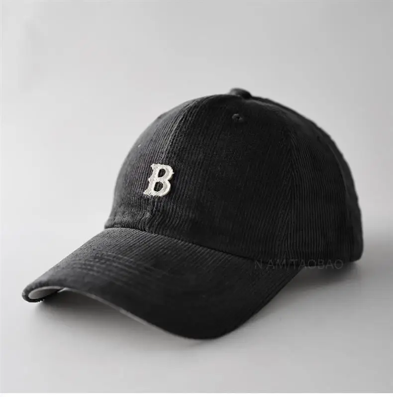 Men Winter Beige B Letter Cap Corduroy — feature 8