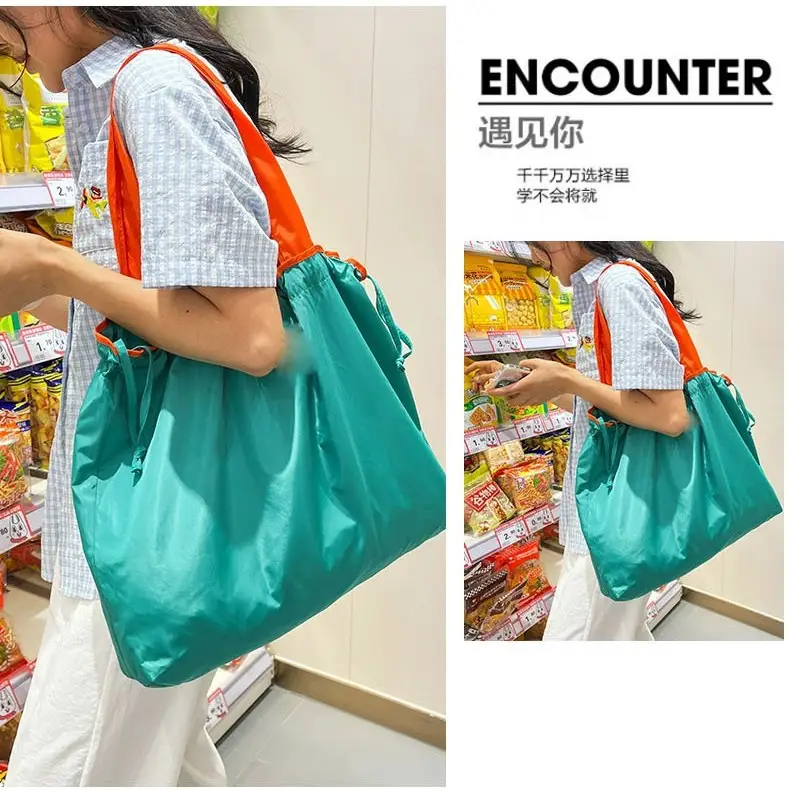 Cross-Border Cloud Shoulder Bag Teal Orange Drawstring Large - Image 14