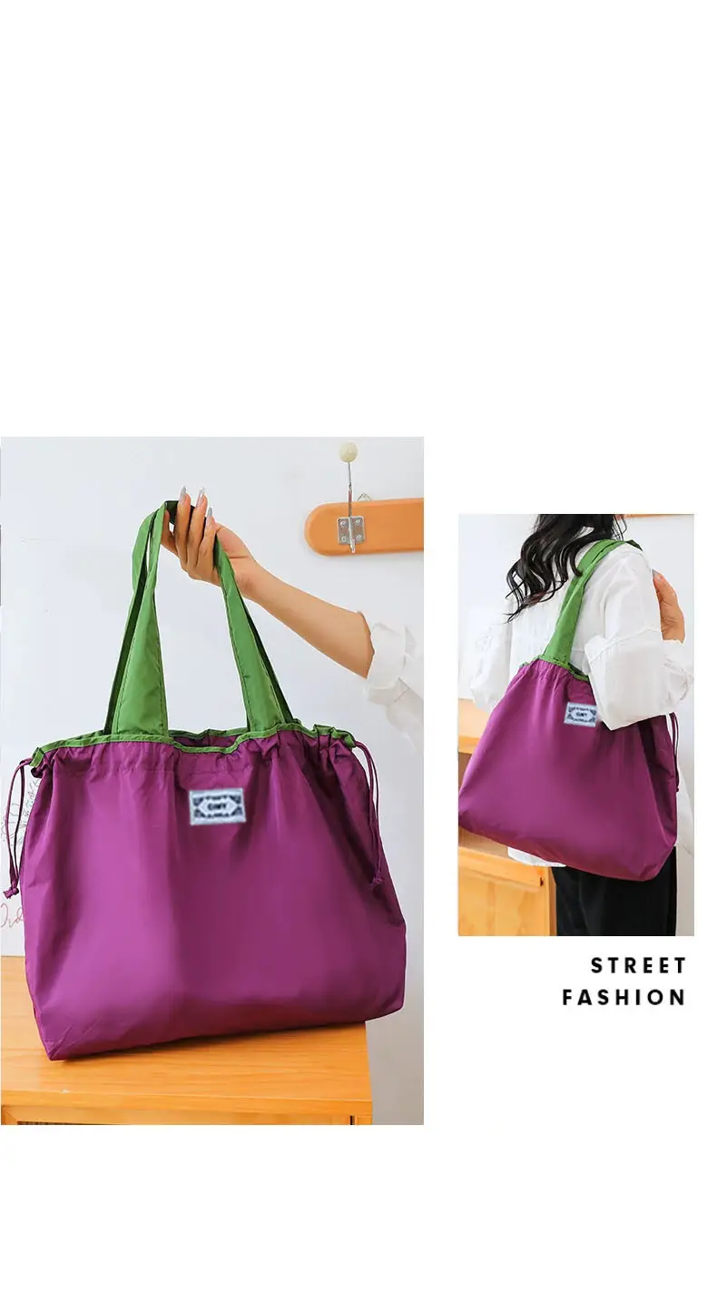 Cross-Border Cloud Shoulder Bag Teal Orange Drawstring Large — feature 24