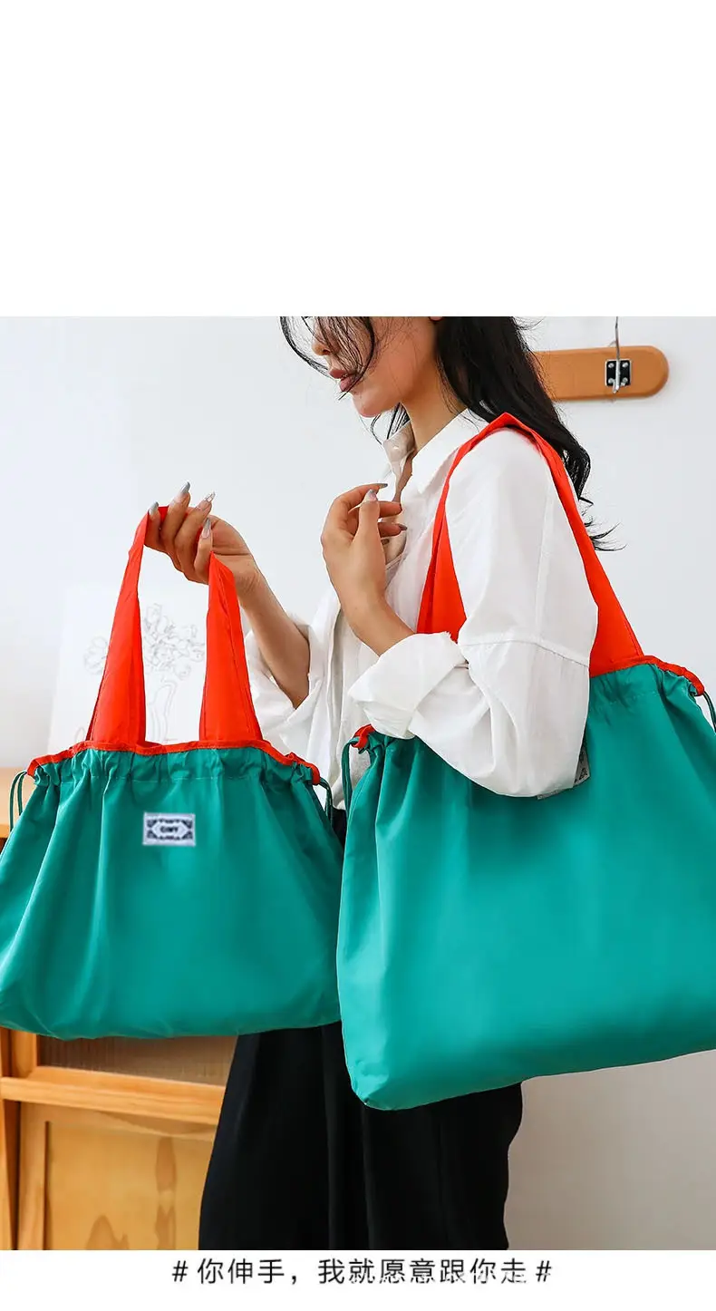 Cross-Border Cloud Shoulder Bag Teal Orange Drawstring Large — feature 26