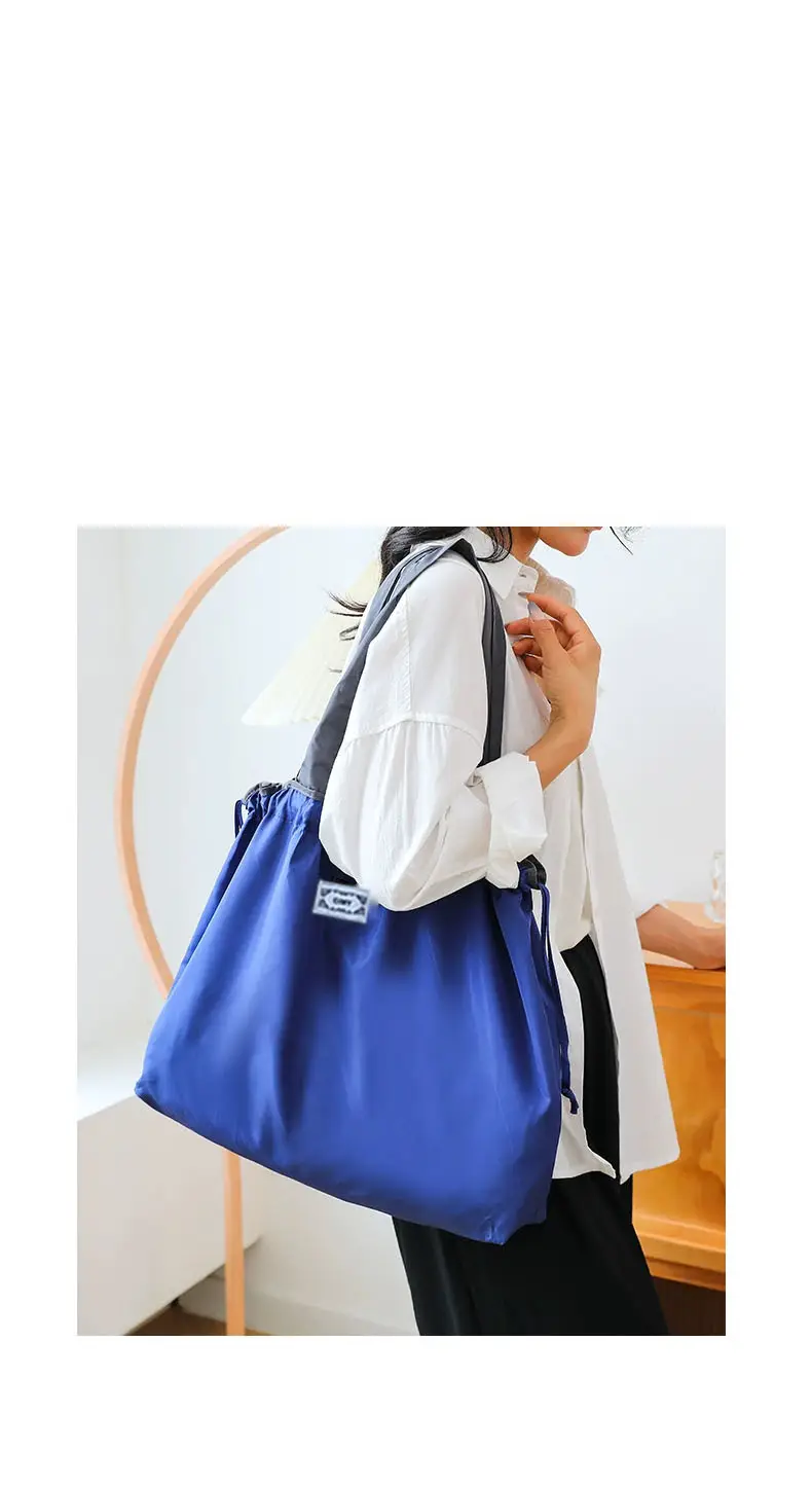 Cross-Border Cloud Shoulder Bag Teal Orange Drawstring Large — feature 28