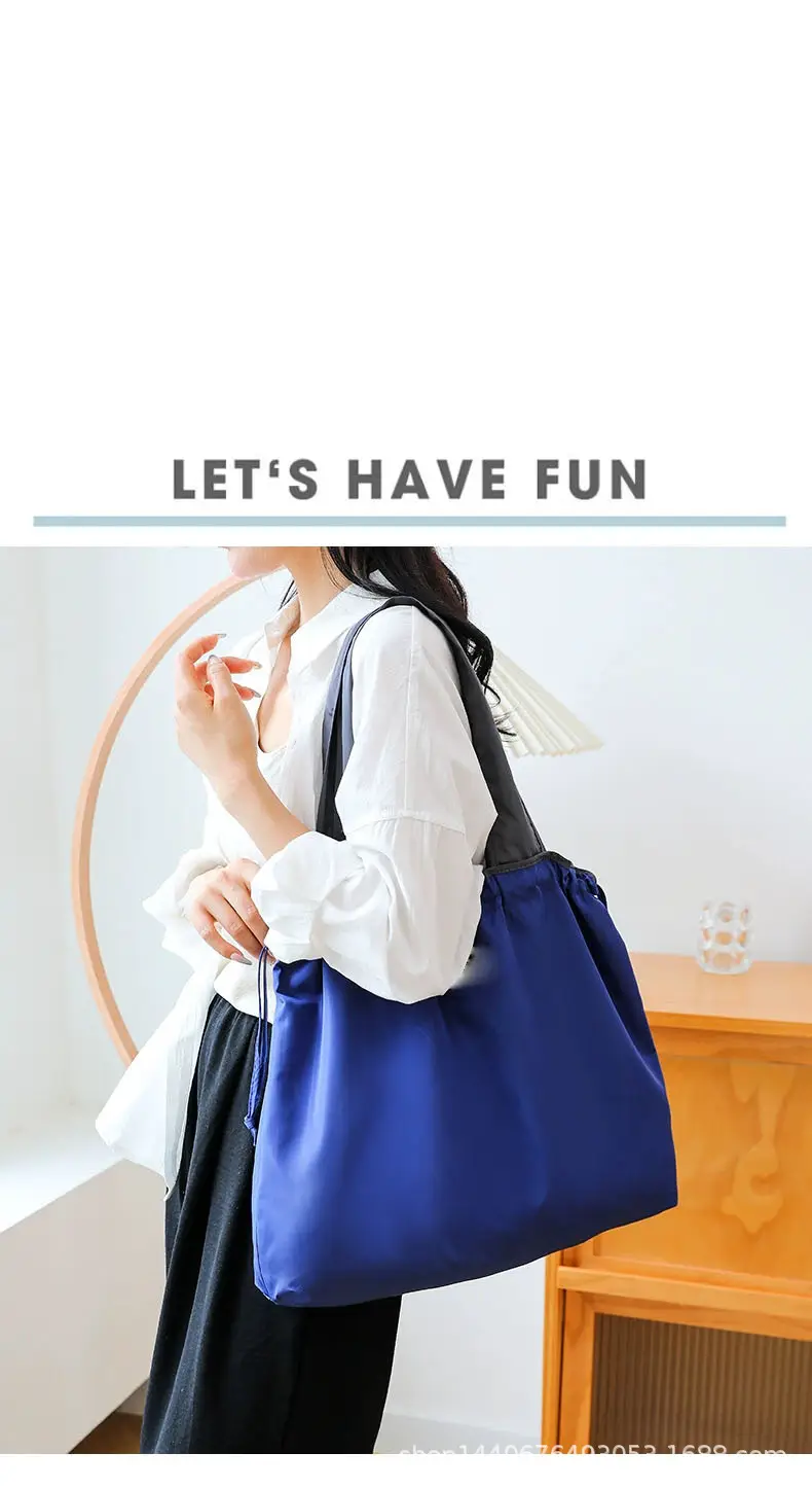 Cross-Border Cloud Shoulder Bag Teal Orange Drawstring Large — feature 29