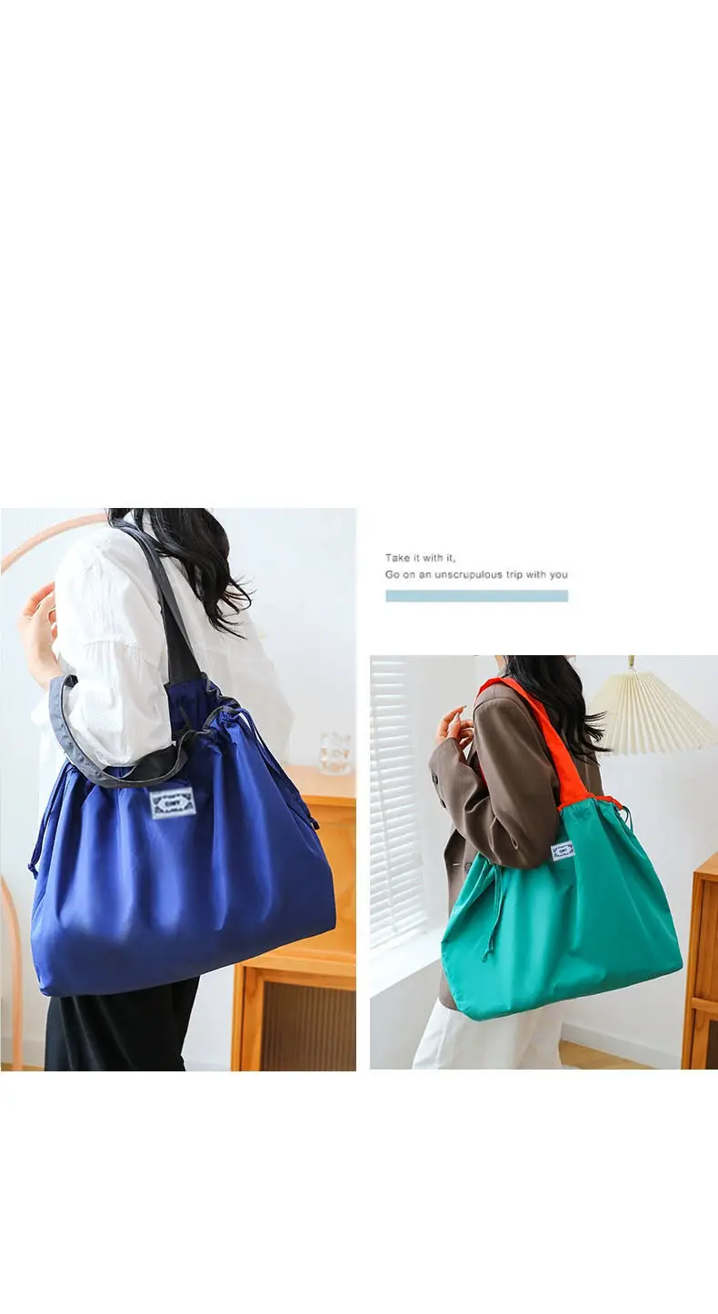 Cross-Border Cloud Shoulder Bag Teal Orange Drawstring Large — feature 30