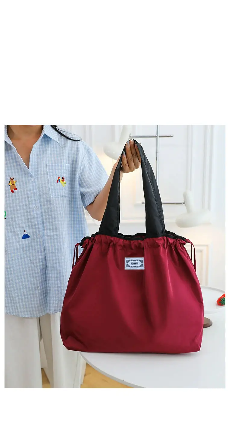 Cross-Border Cloud Shoulder Bag Teal Orange Drawstring Large — feature 31