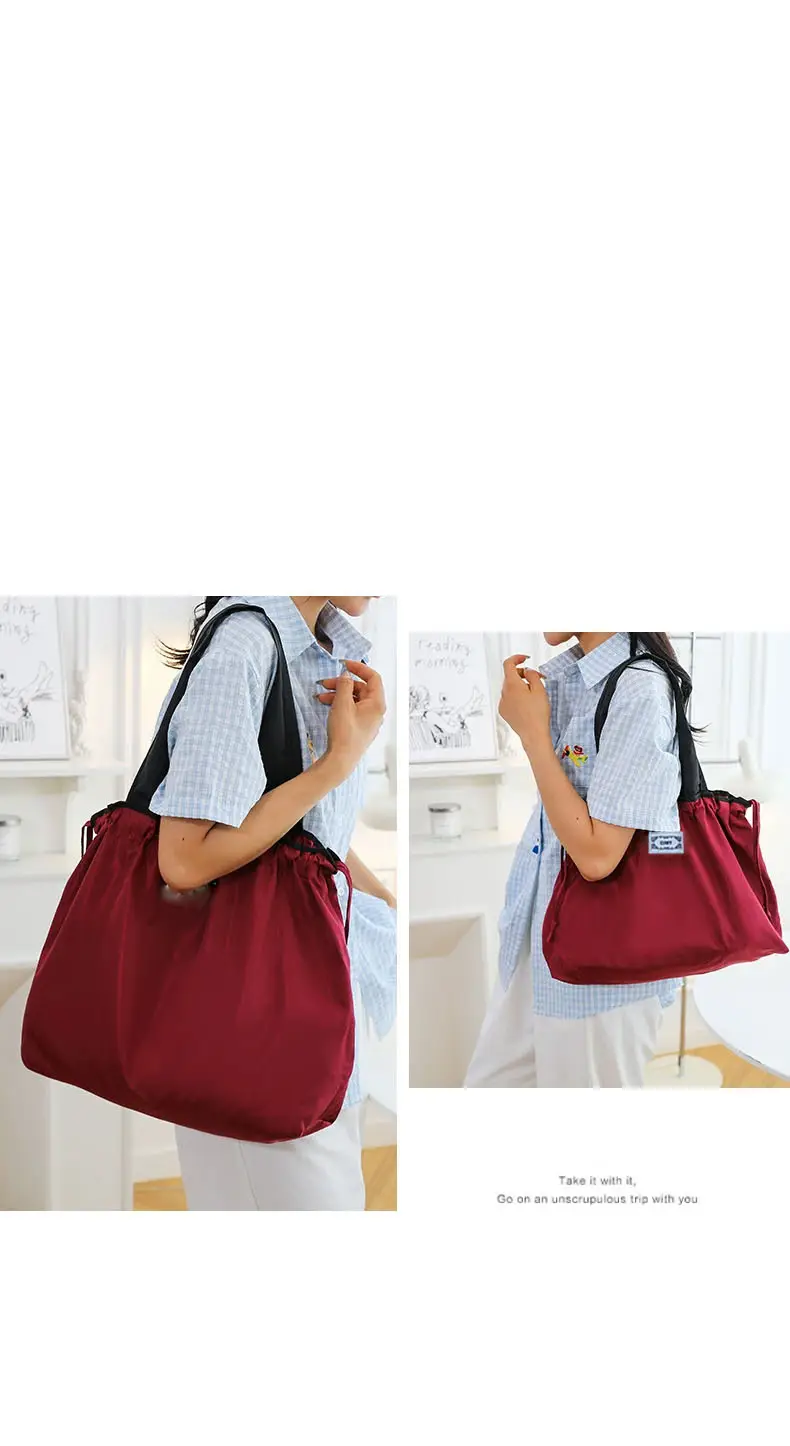 Cross-Border Cloud Shoulder Bag Teal Orange Drawstring Large — feature 32