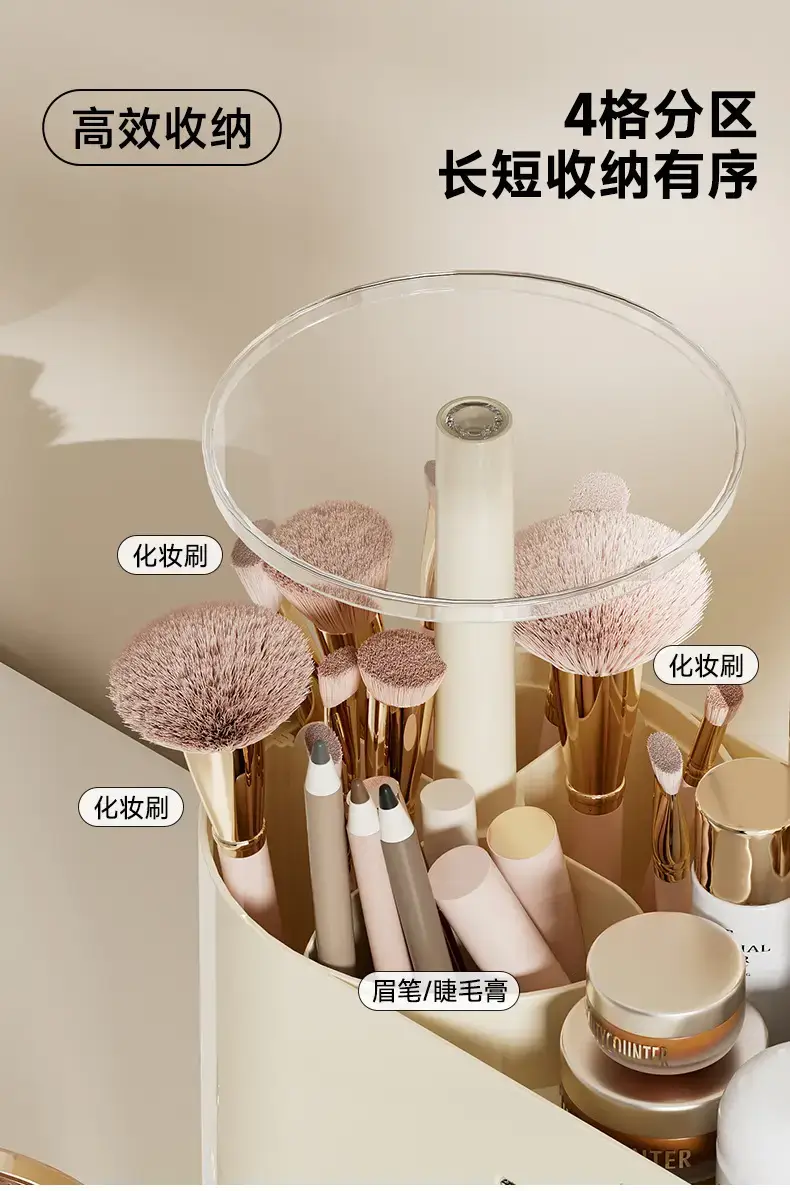 Press-Liftable Makeup Storage Box White 30.5cm — feature 9