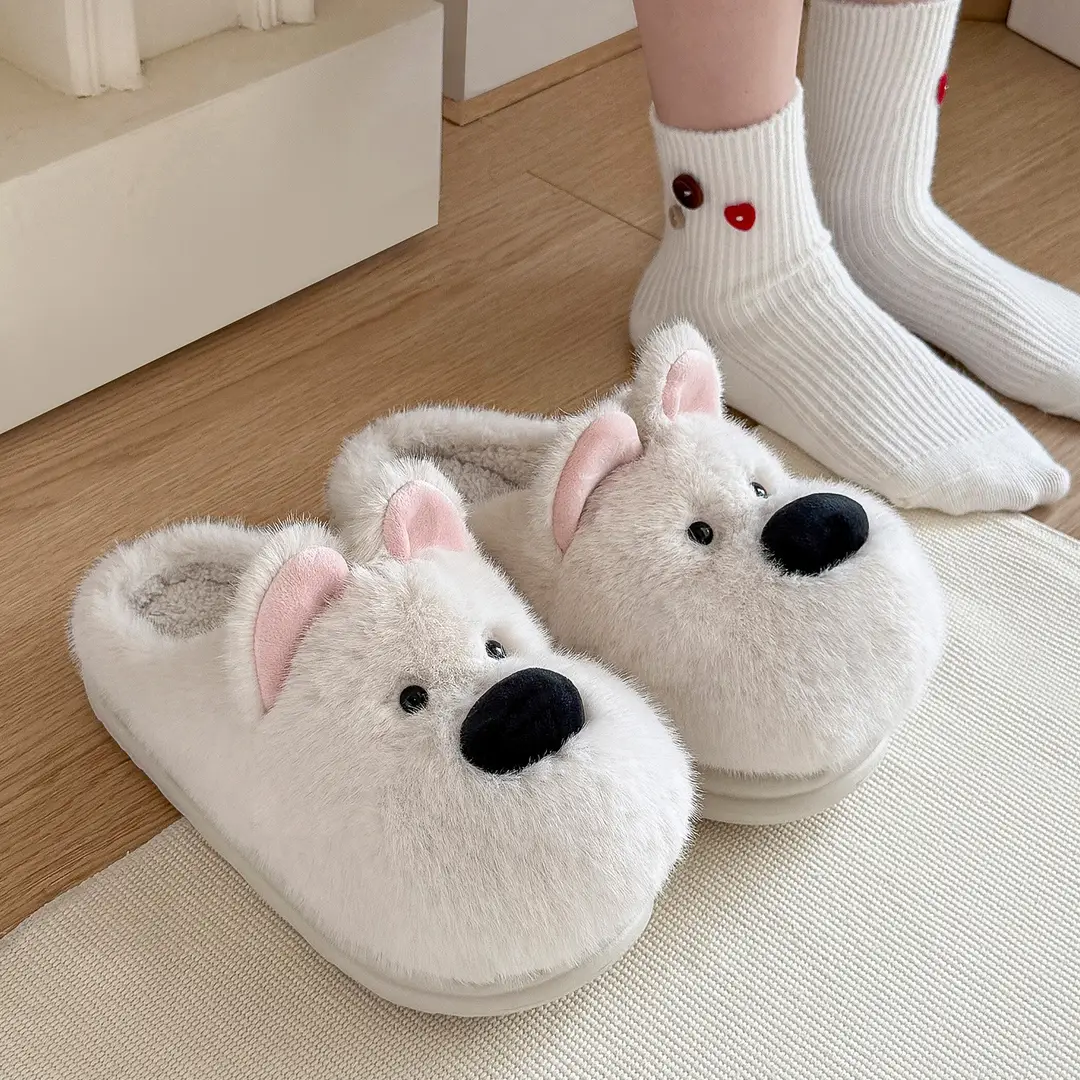 Cute Puppy Cotton Slippers for Women Winter Home Indoor Plush Warm Women's Home Soft Bottom Non-Slip Cotton Slippers Wholesale - Image 10
