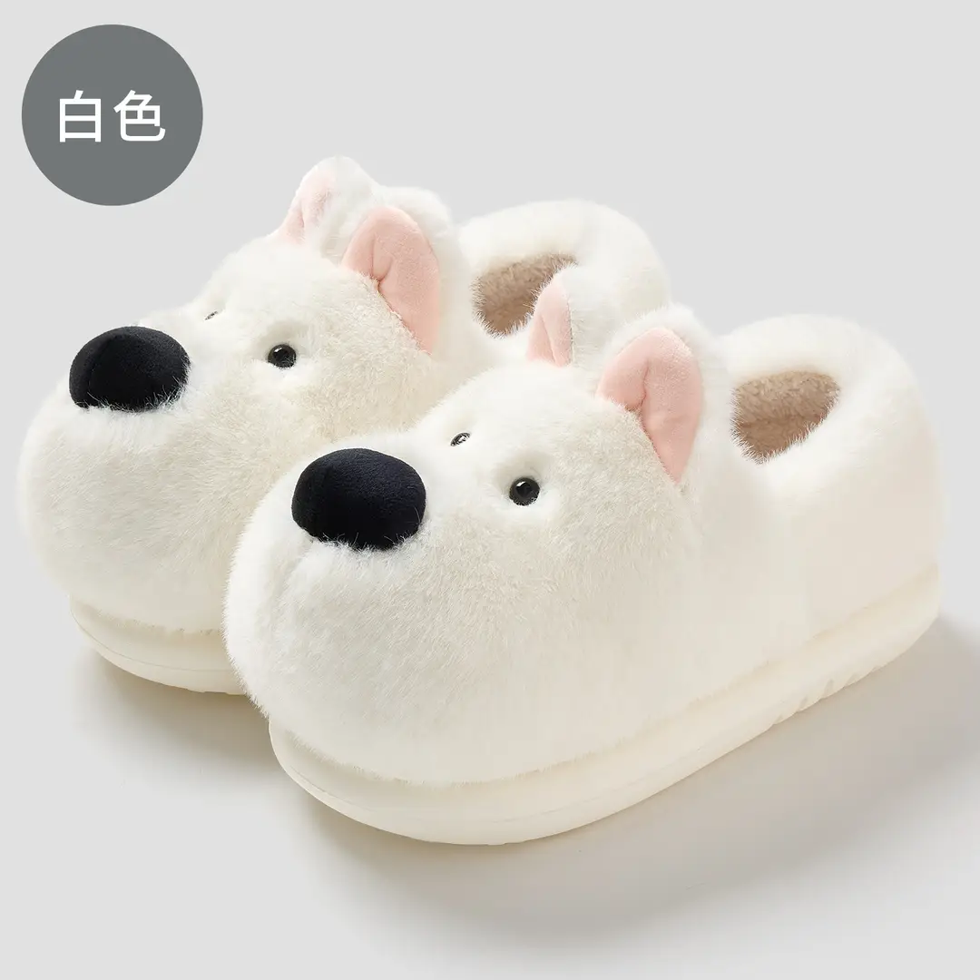 Cute Puppy Cotton Slippers for Women Winter Home Indoor Plush Warm Women's Home Soft Bottom Non-Slip Cotton Slippers Wholesale - Image 4